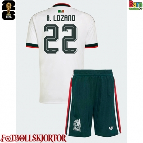 Mexiko Hirving Lozano #22 Borta Kläder Barn VM 2026 Kortärmad (+ Korta byxor)